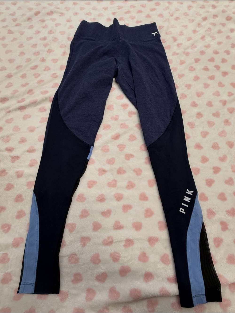 PINK Victoria's Secret Navy and Light Blue Colorblock Leggings